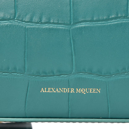 Alexander McQueen Calfskin Crocodile Embossed Box Shoulder Bag 16 Green 8 of 14