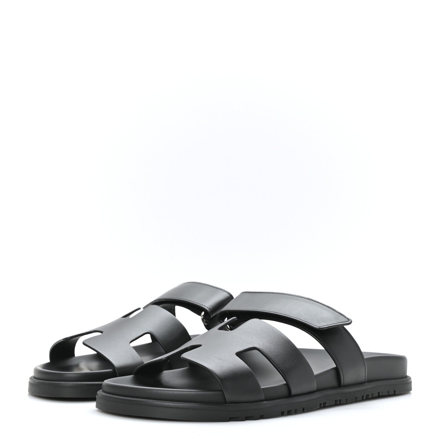 Hermes Calfskin Womens Chypre Sandals 40.5 Black 3 of 9