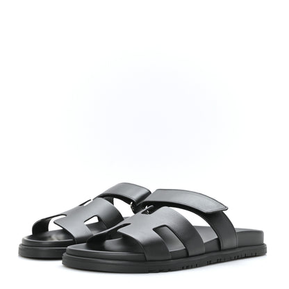 Hermes Calfskin Womens Chypre Sandals 40.5 Black 3 of 9