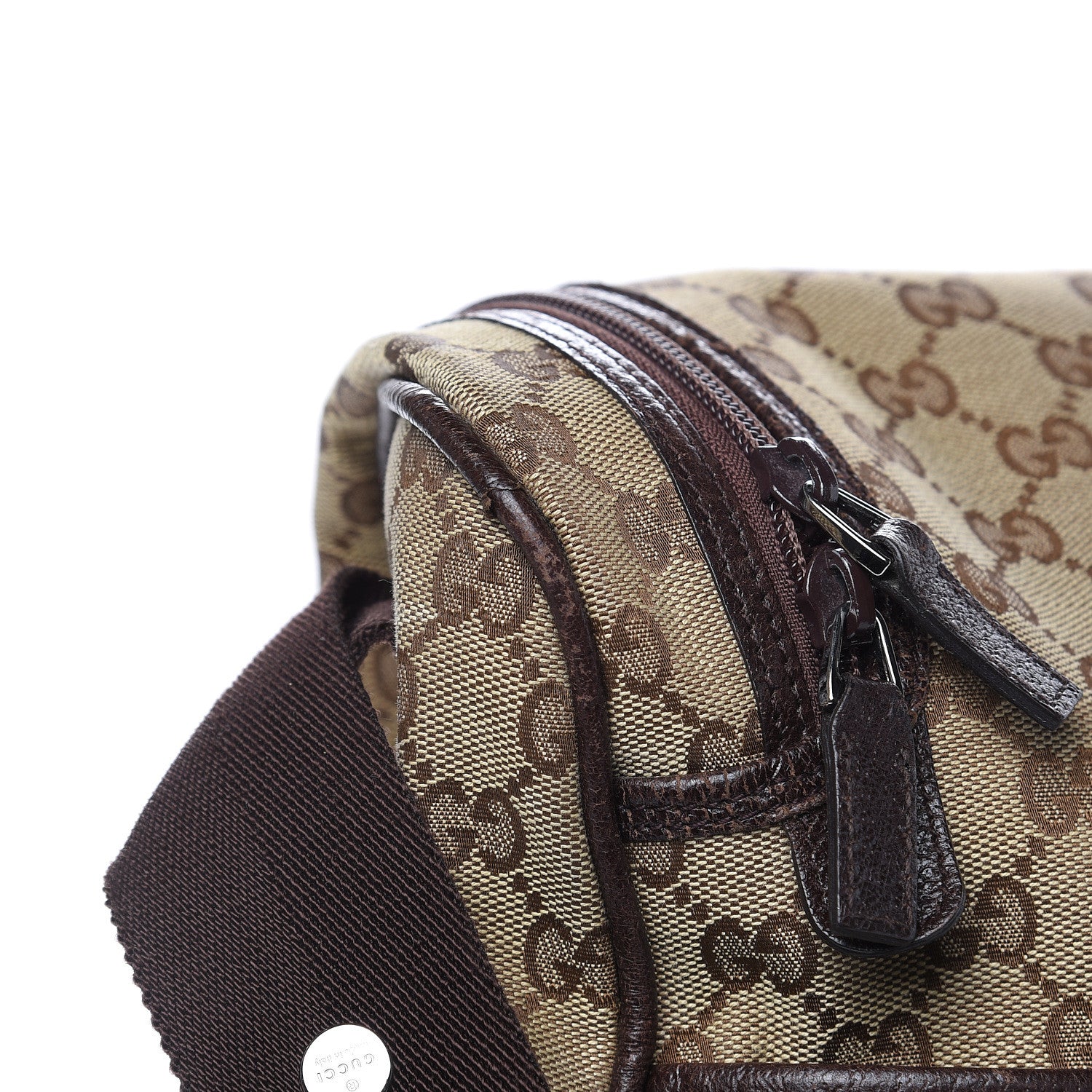 Gucci Monogram Natural Pigskin Large Diaper Bag Beige Ebony Cocoa Dark Chocolate 14 of 17