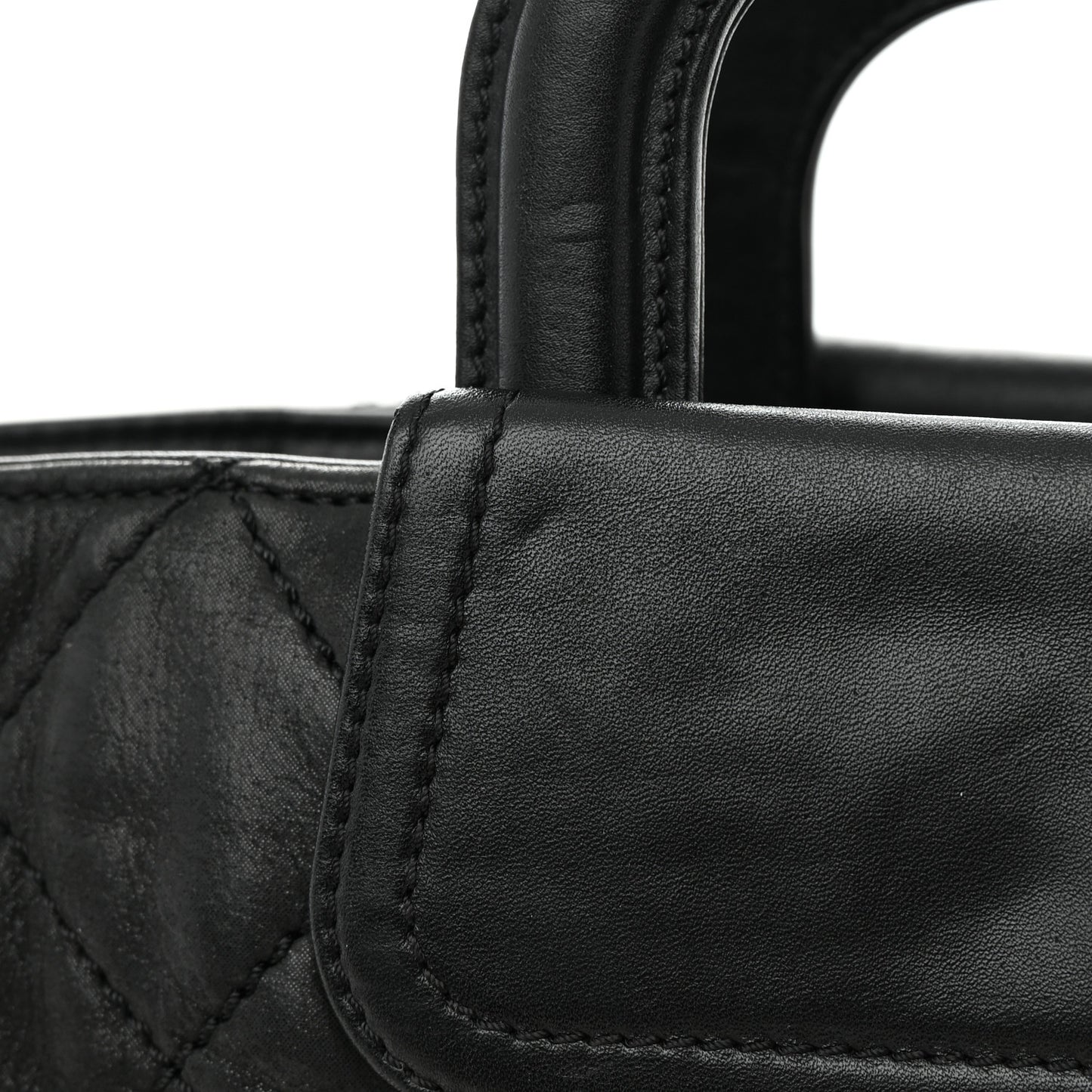 Iridescent Calfskin Quilted In The Mix Shopping Tote Black