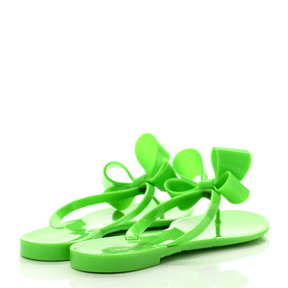 Valentino Garavani PVC Jelly Bow Thong Sandals 38 Green 4 of 8