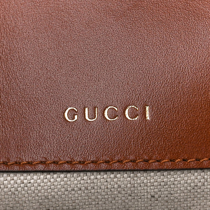 Gucci New Canvas Charisma Calfskin Crystal GG Monogram Mini Horsebit 1955 Shoulder Bag Camel Ebony 6 of 13