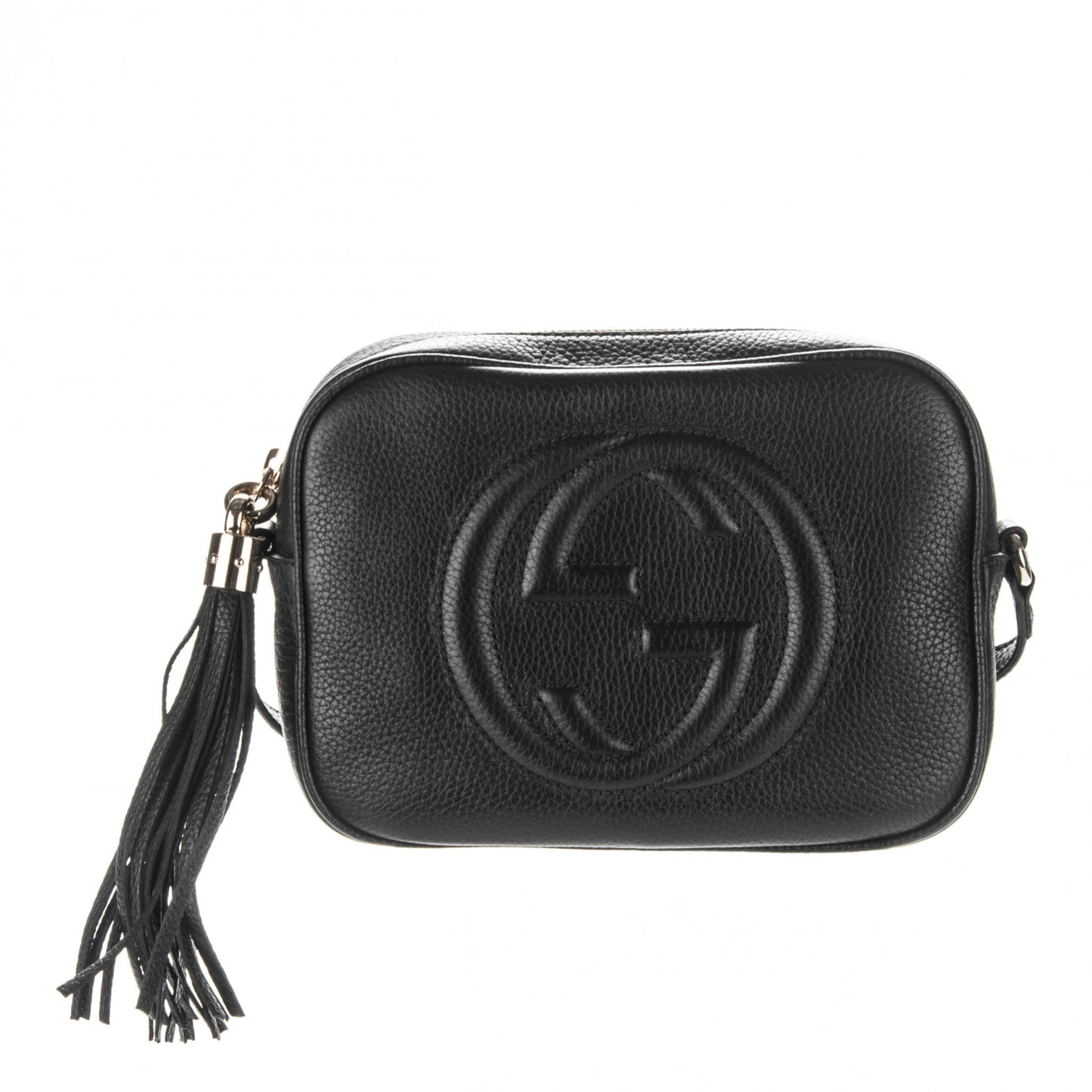 Pebbled Calfskin Small Soho Disco Bag Black