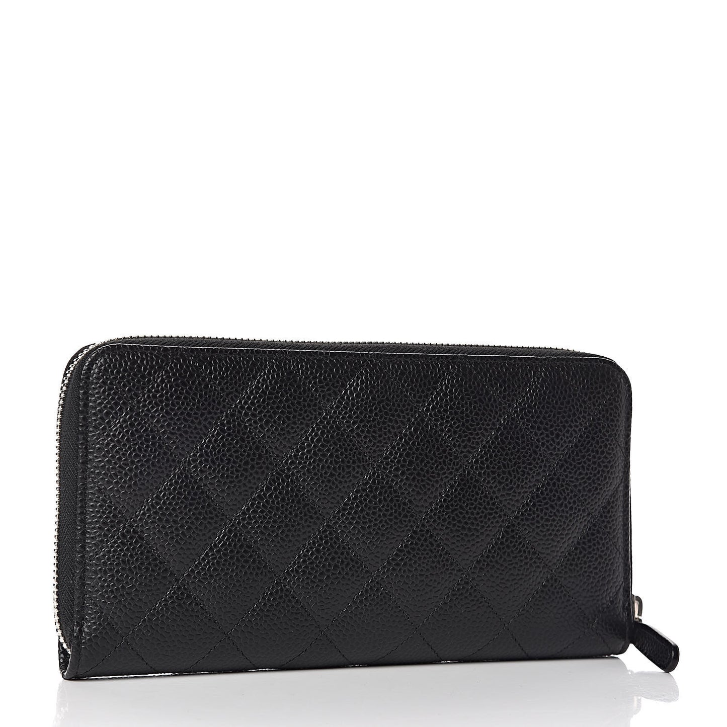 Caviar Quilted Large Gusset Zip Around Wallet Black