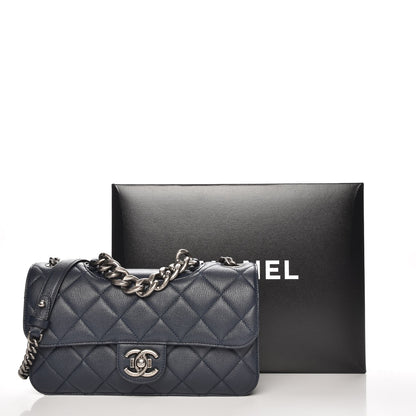 Chanel Goatskin Quilted Medium Perfect Edge Flap Navy Blue 8 of 8