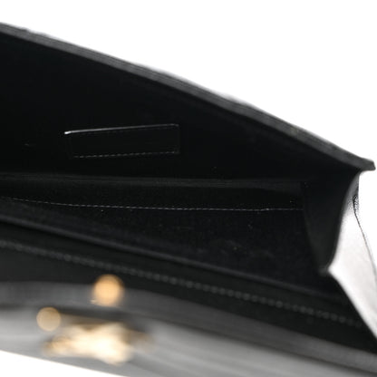 Saint Laurent Grain De Poudre Matelasse Chevron Monogram Envelope Clutch Black 5 of 8