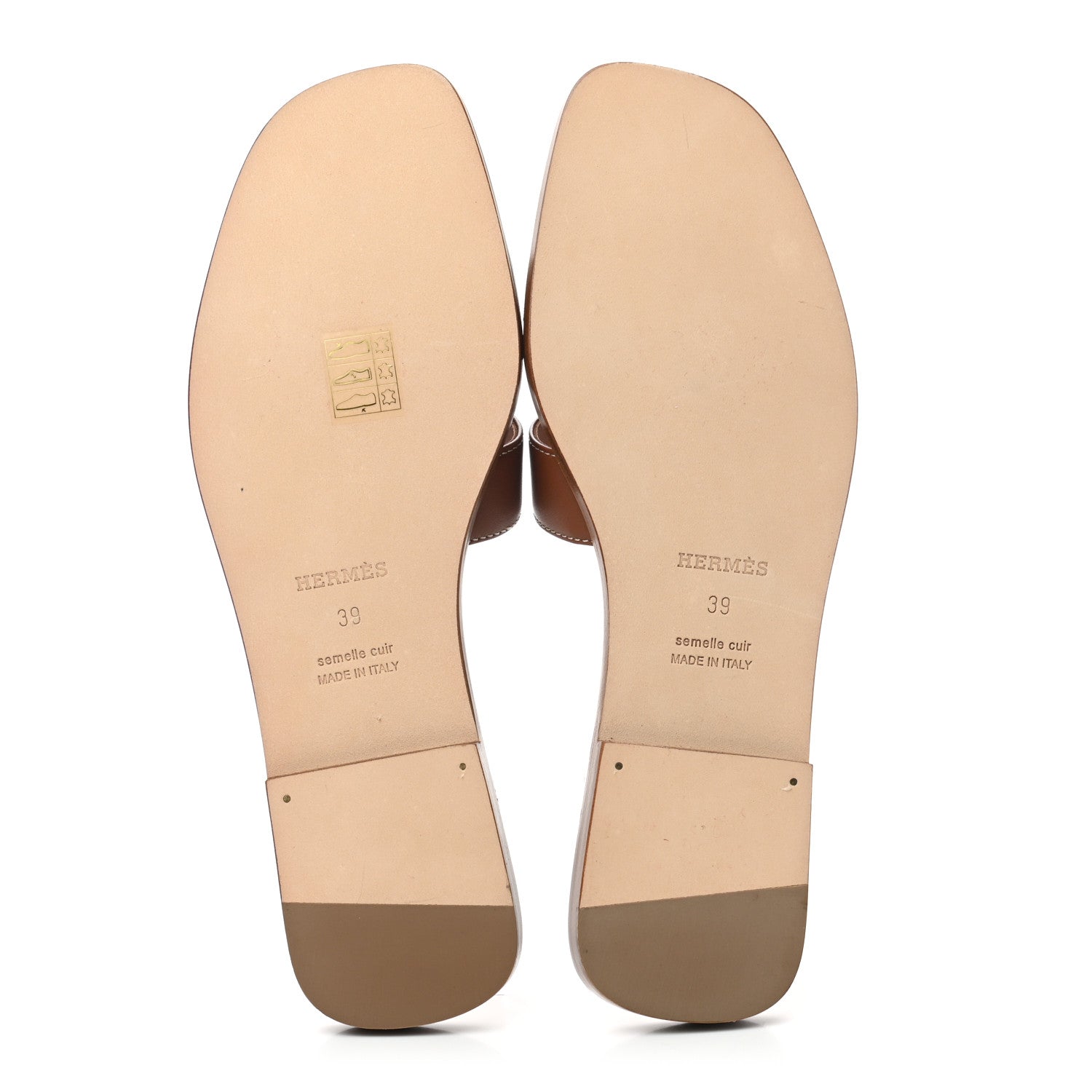 Hermes Box Calfskin Oran Sandals 39 Gold 5 of 9