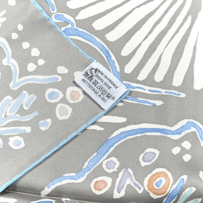 Hermes Silk Isola Di Primavera Scarf 90 Gris Clair Bleu Paradis 3 of 5