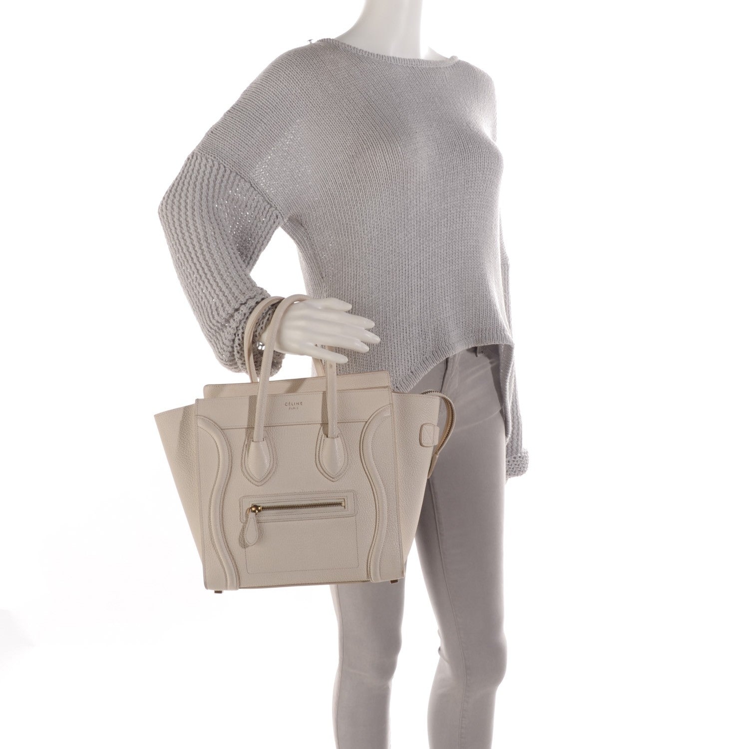 Celine Goatskin Micro Luggage White 2 of 15