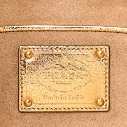 Prada Goatskin Woven Zip Clutch Oro White 6 of 11