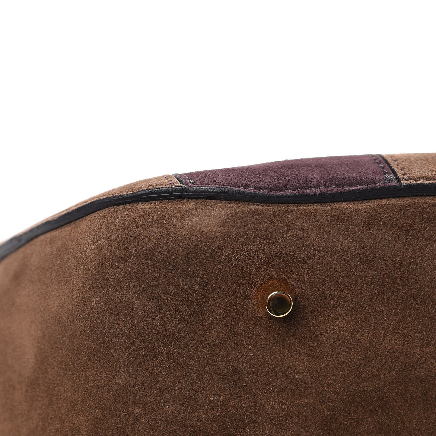 Suede Striped Medium Orchard Bowling Bag Fawn Brown Plum