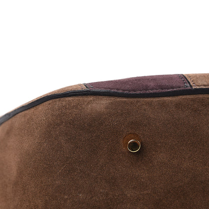 Burberry Suede Striped Medium Orchard Bowling Bag Fawn Brown Plum 10 of 13