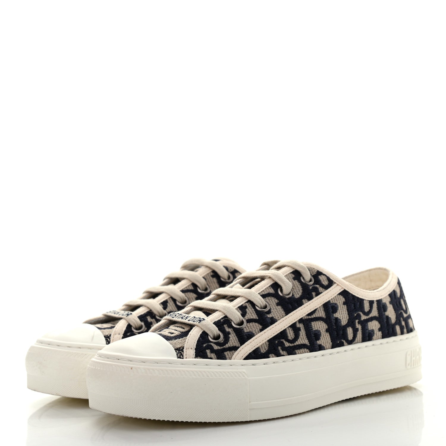 Christian Dior Canvas Oblique Walk'N'Dior Low Top Sneakers 35.5 Deep Blue 5 of 16