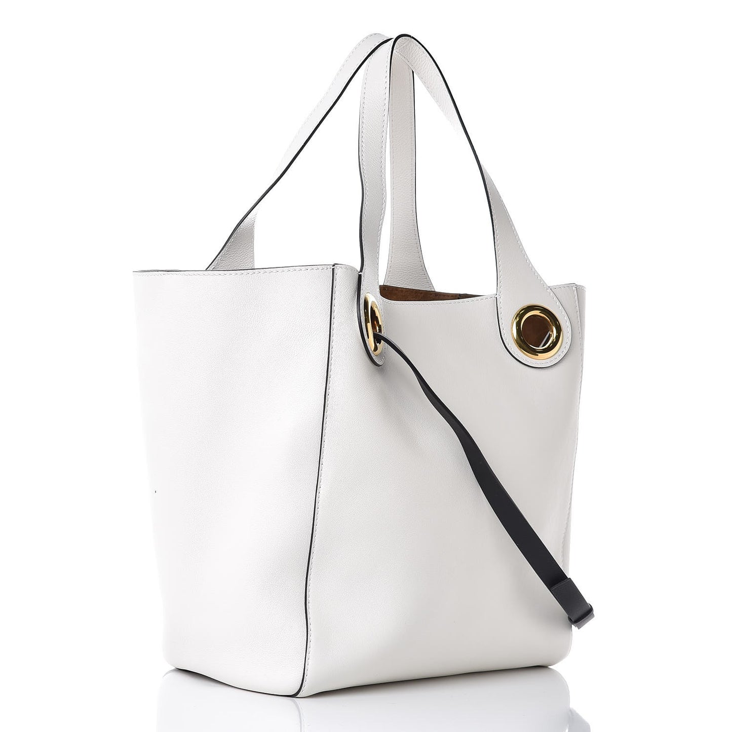 Calfskin Grommet Detail Tote White
