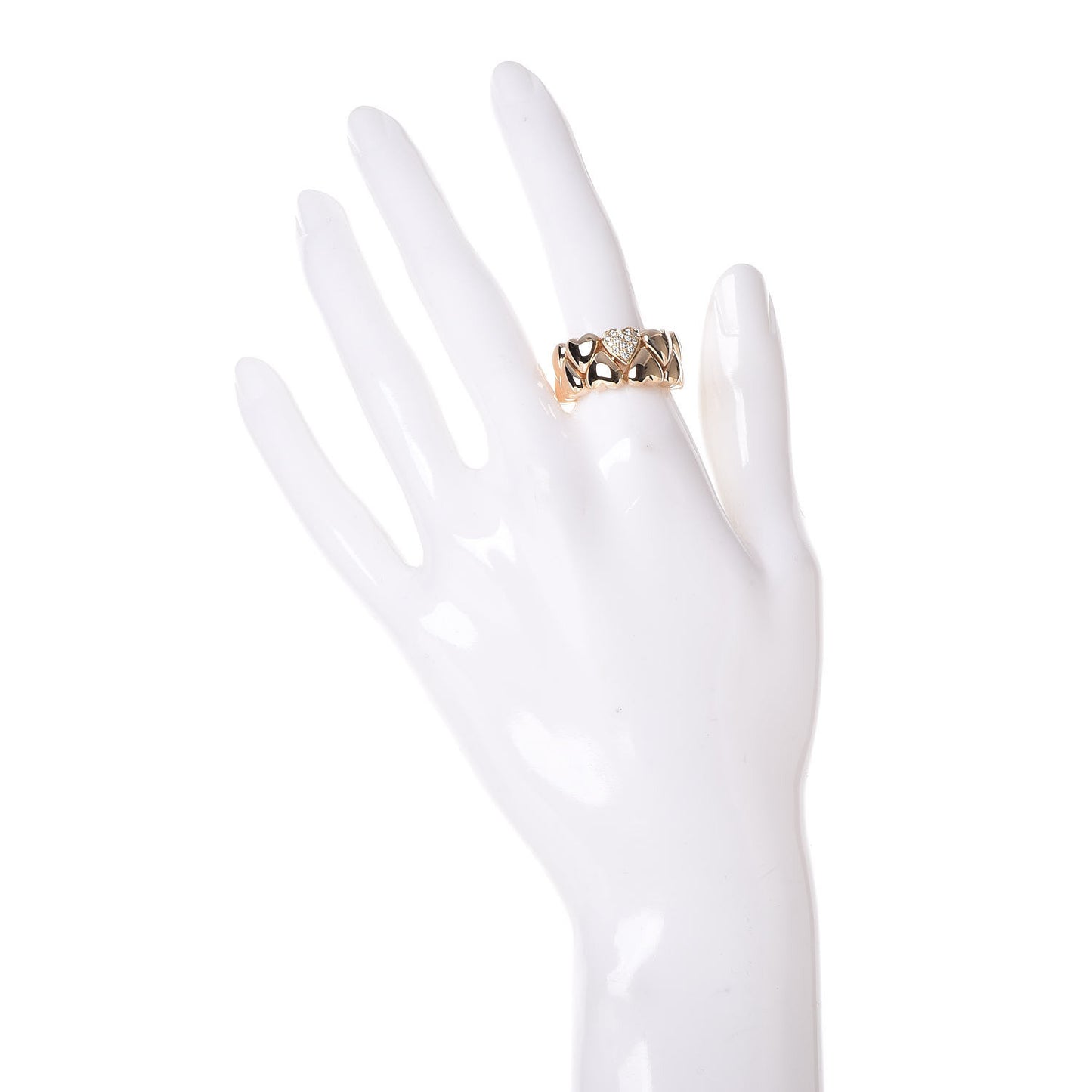 18K Yellow Gold Diamond Double Heart Ring 55 7.25
