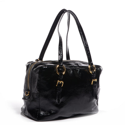 Prada Vernice Naplak Zipper Bowler Tote Black 3 of 11