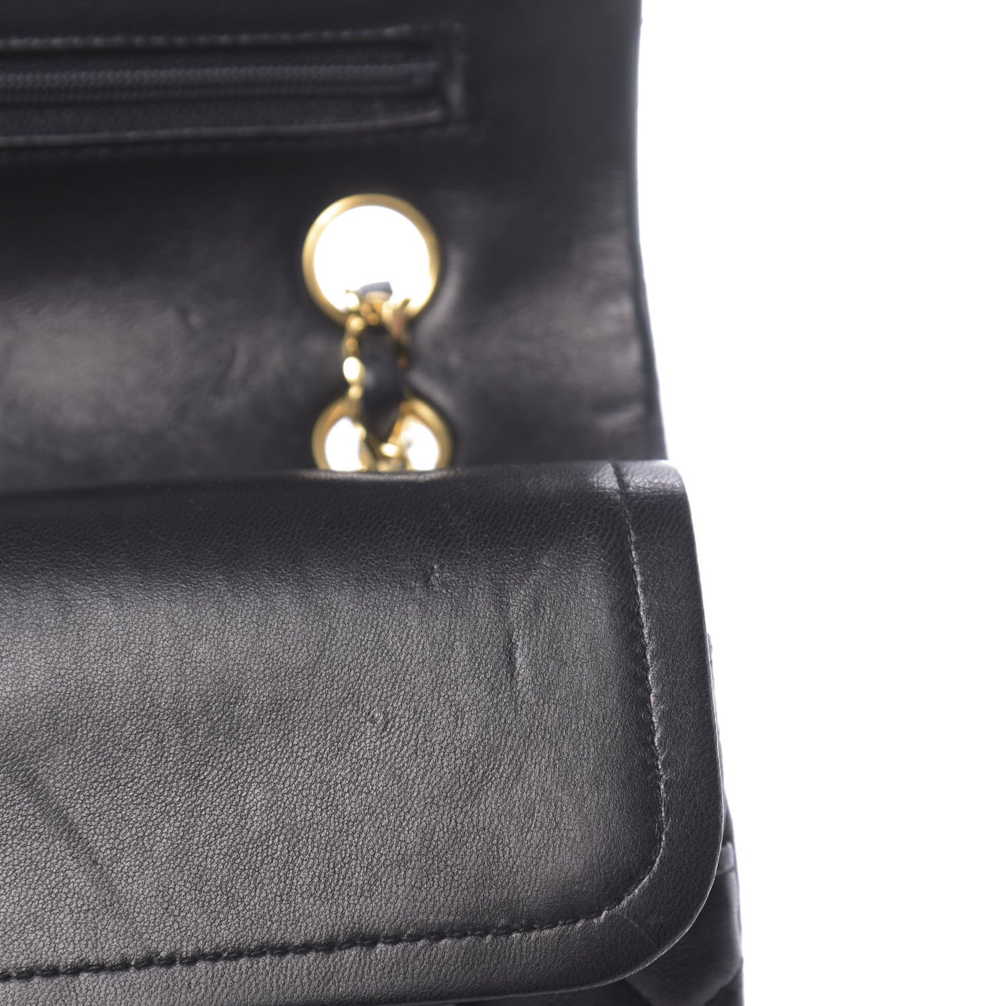 Lambskin Quilted Medium Double Flap Black