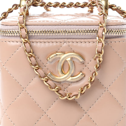 Chanel Calfskin Quilted Mini Perfect Fit Vanity Case With Chain Beige 10 of 11