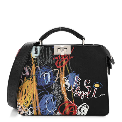 Fendi X NOEL FIELDING Cuoio Romano Painted Mini Peekaboo I SEE U Satchel Black Multicolor 1 of 11