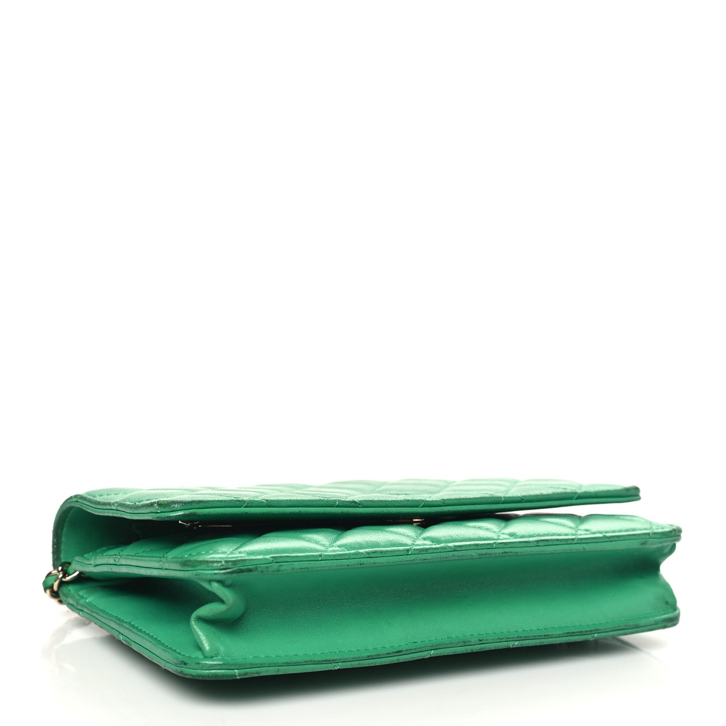 Lambskin Quilted Wallet On Chain WOC Green