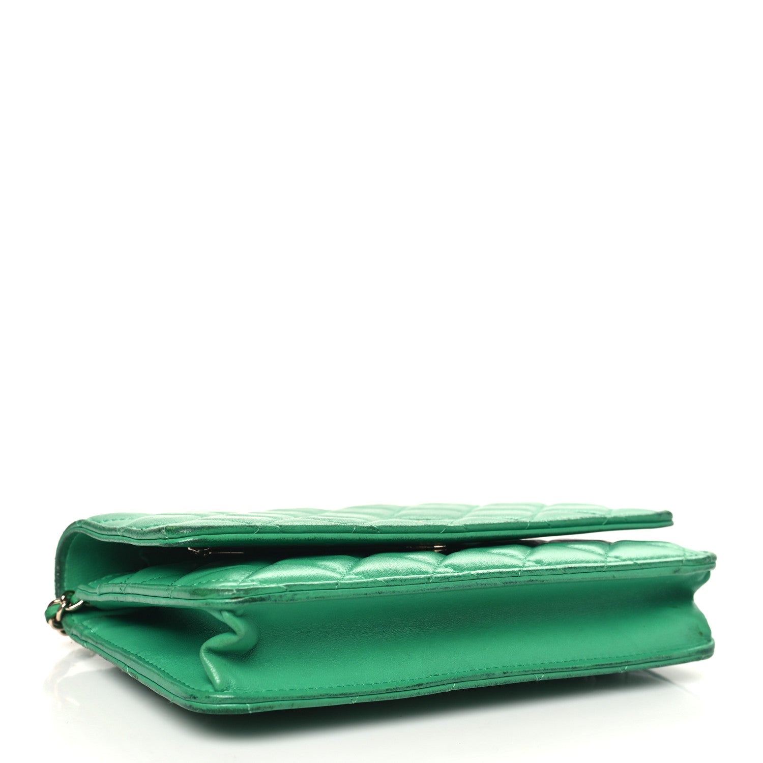 Chanel Lambskin Quilted Wallet On Chain WOC Green 4 of 19