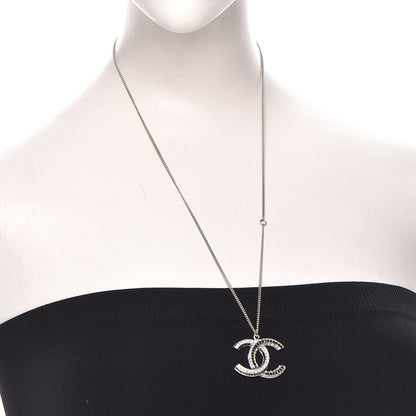 Chanel Baguette Crystal Large CC Necklace Silver Black 2 of 7