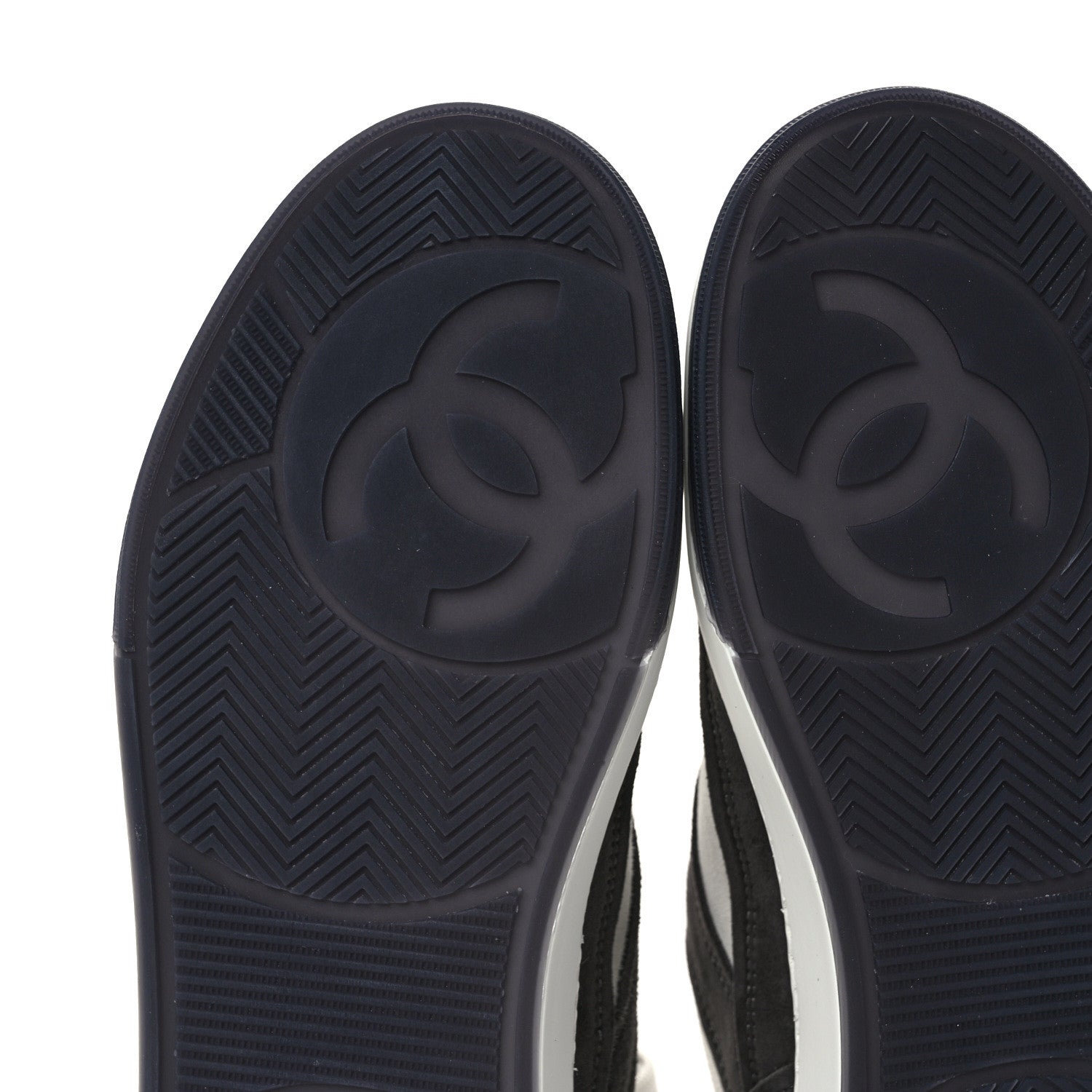 Chanel Suede Kidskin Womens CC Sneakers 36.5 Black White 6 of 9