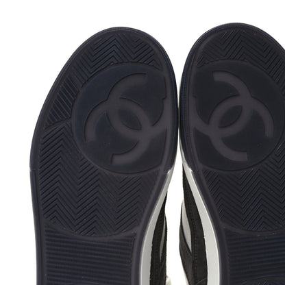 Chanel Suede Kidskin Womens CC Sneakers 36.5 Black White 6 of 9