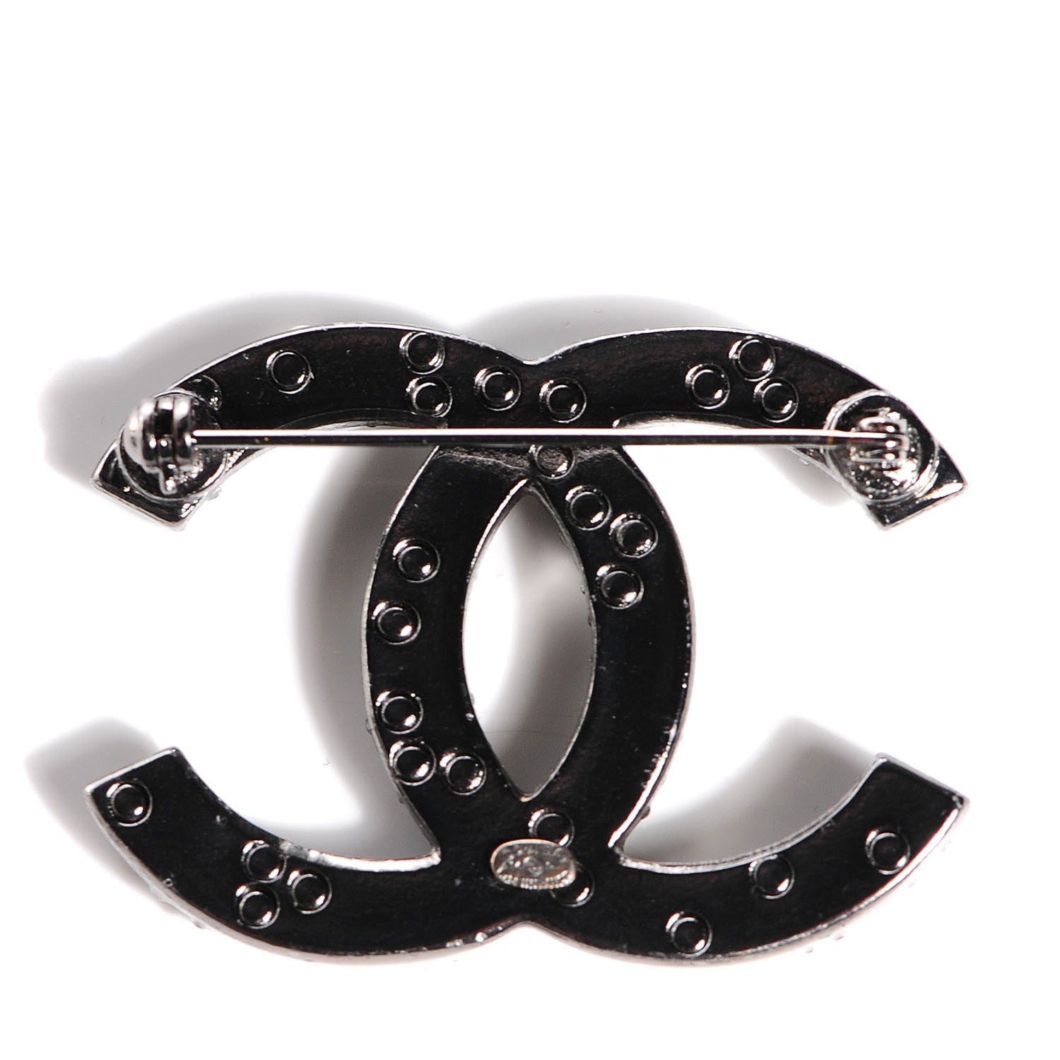 Chanel Ruthenium Pearl Large CC Brooch Black 3 of 5