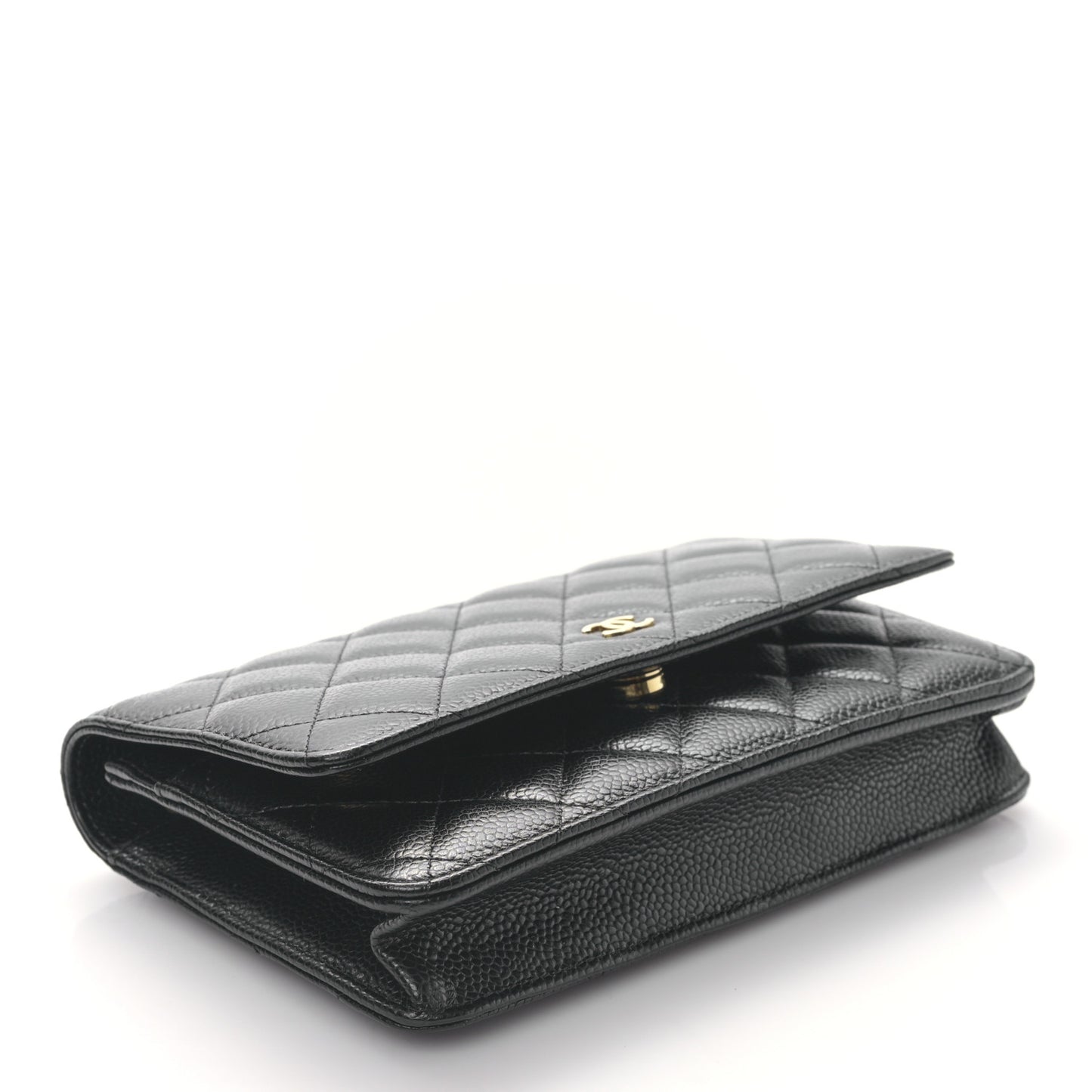 Caviar Quilted Wallet on Chain WOC Black