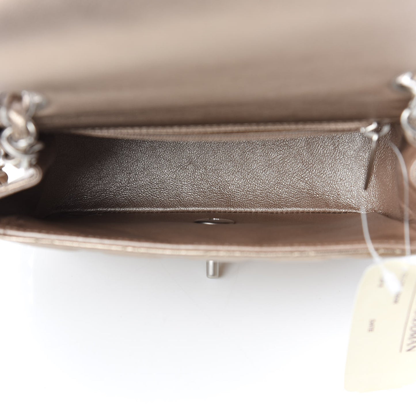 Metallic Lambskin Quilted Mini Square Flap Light Gold