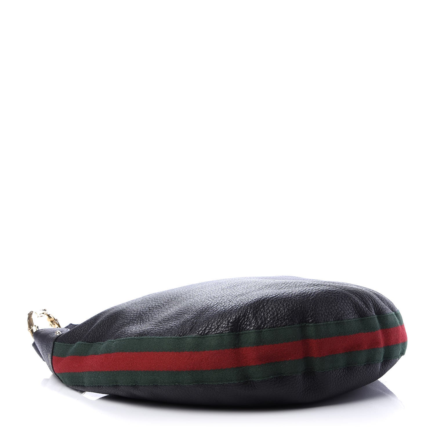 Gucci Pebbled Calfskin Web Bamboo Ring Hobo Black 4 of 11