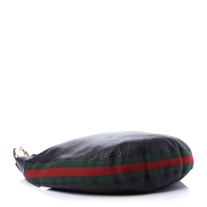 Gucci Pebbled Calfskin Web Bamboo Ring Hobo Black 4 of 11