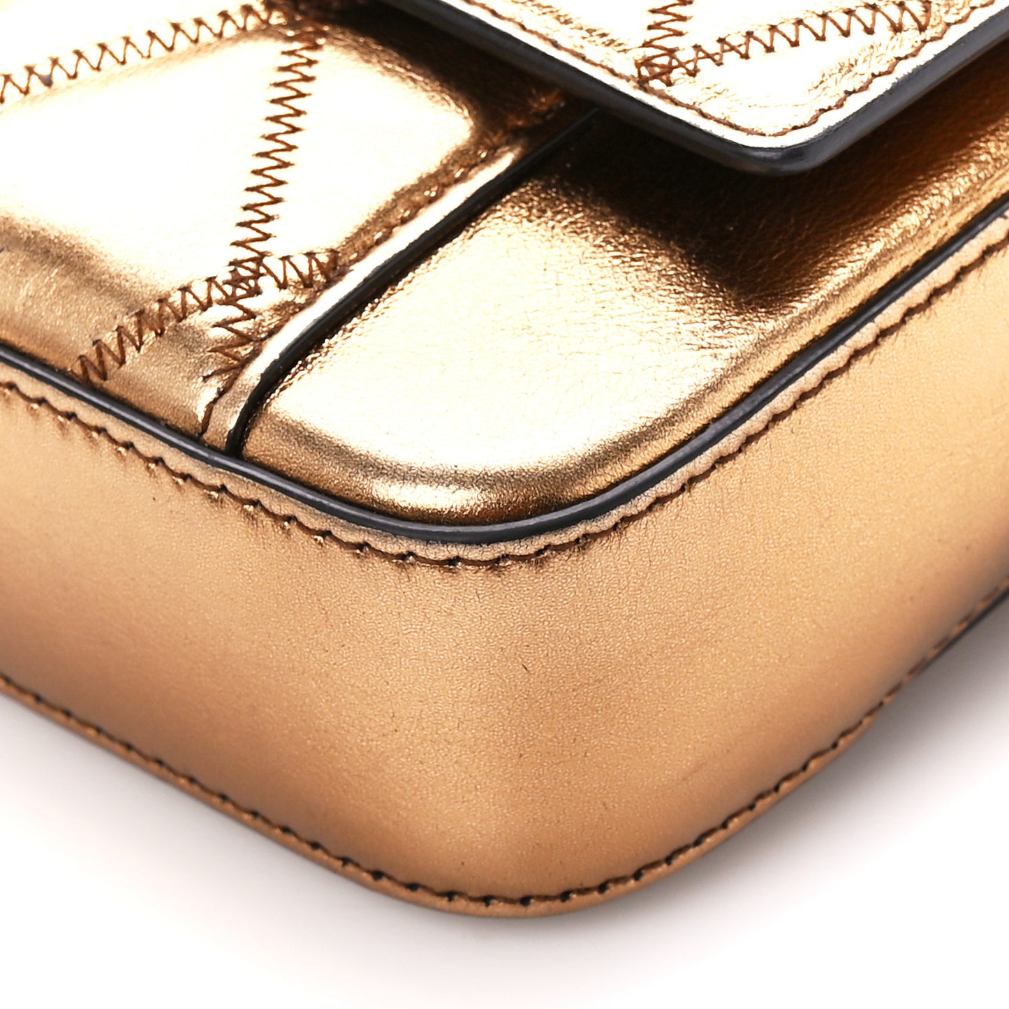 Metallic Goatskin Quilted GV3 Mini Pocket Convertible Bag Gold