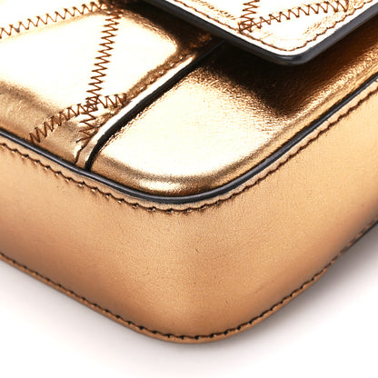 Givenchy Metallic Goatskin Quilted GV3 Mini Pocket Convertible Bag Gold 11 of 12