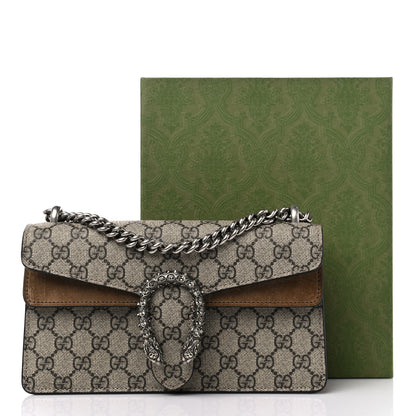 Gucci GG Supreme Monogram Suede Crystal Small Dionysus Shoulder Bag Beige Ebony Taupe 12 of 12
