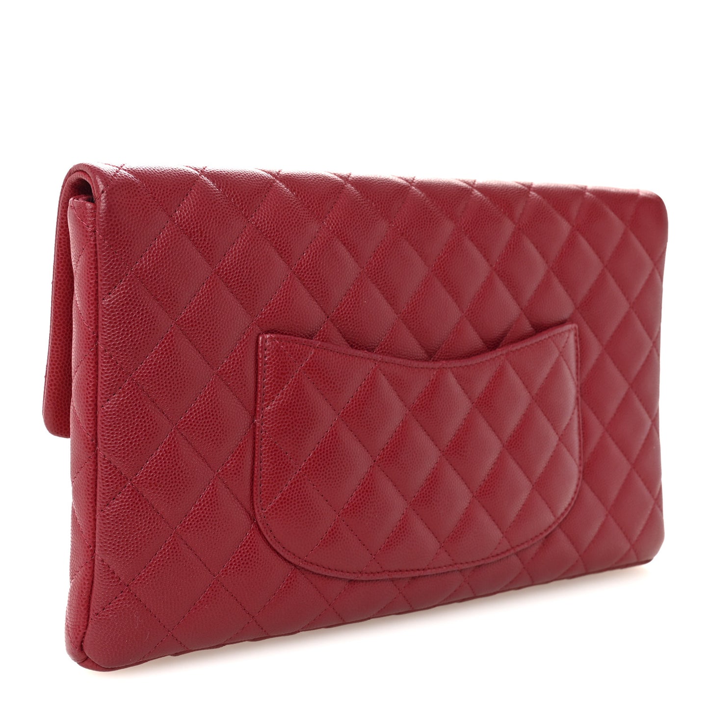 Caviar Quilted Flap Clutch Red