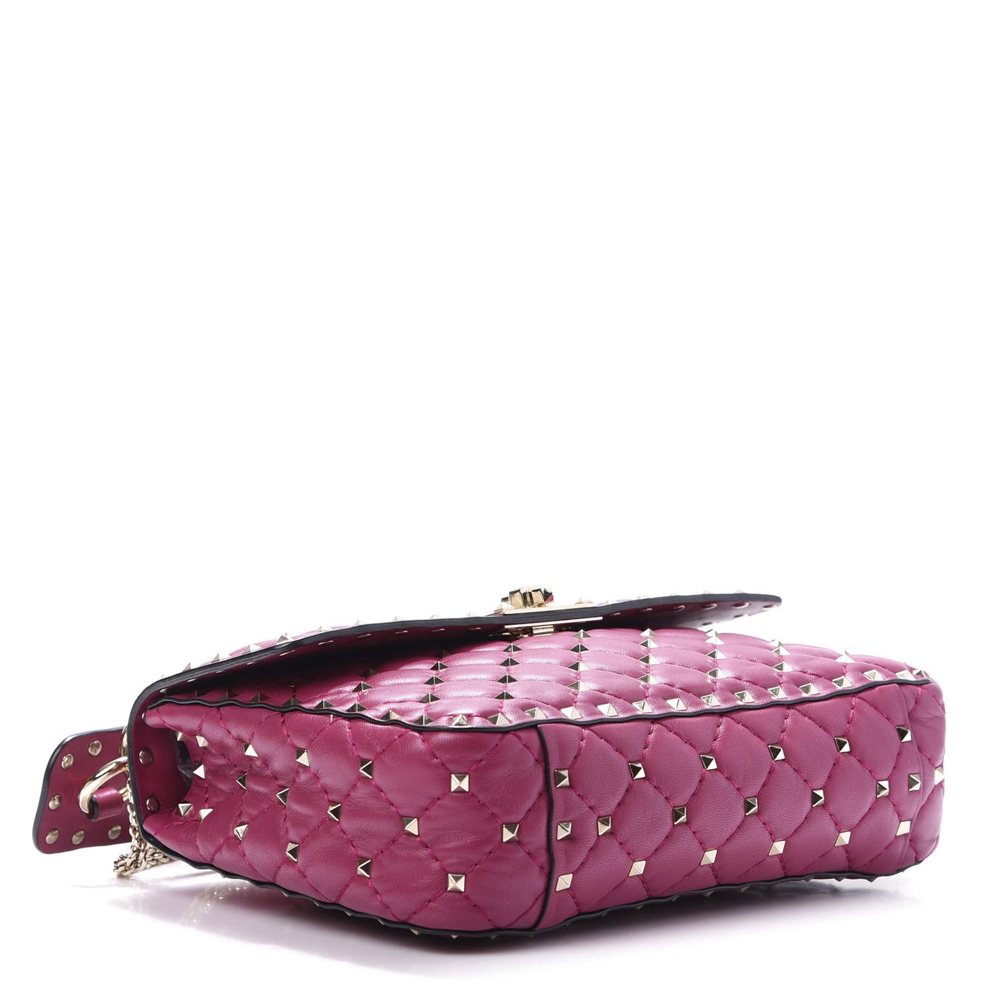 Nappa Medium Rockstud Spike Shoulder Bag Deep Cyclamin
