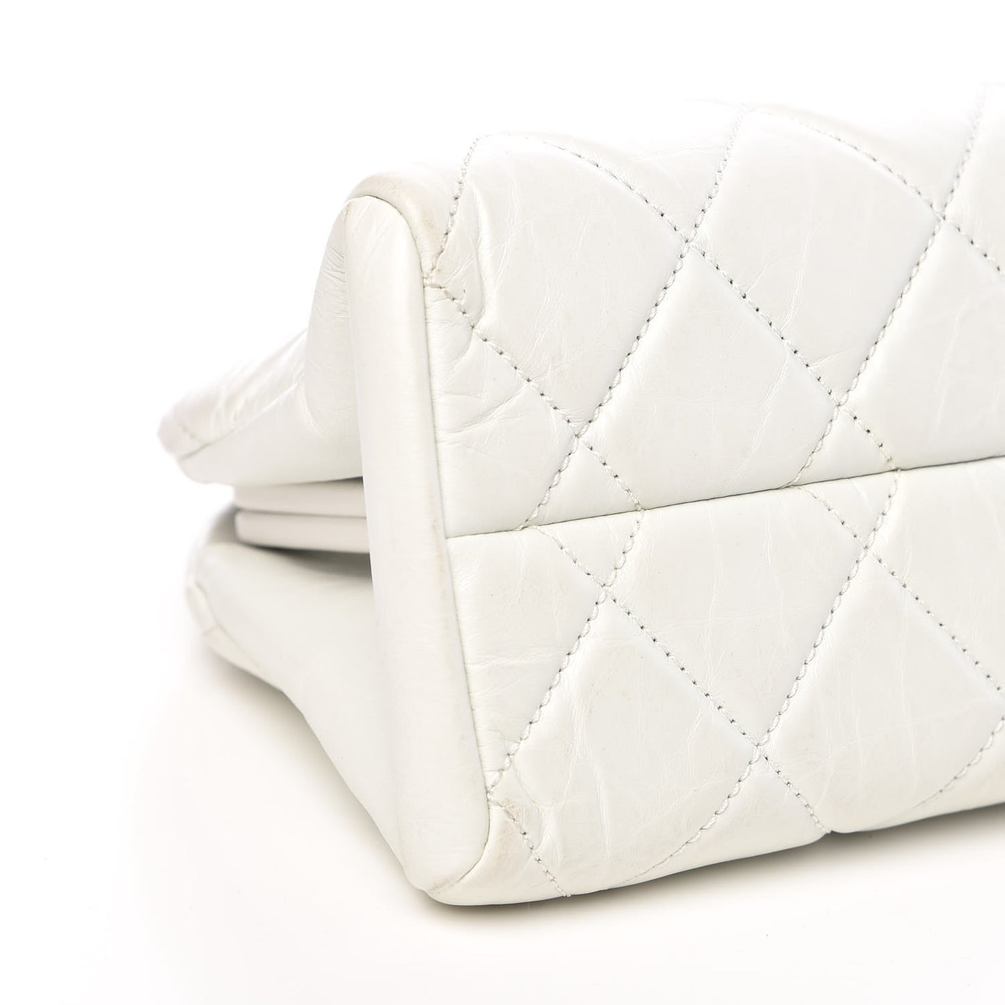 Aged Calfskin Quilted Medium Just Mademoiselle Bowling Bag White