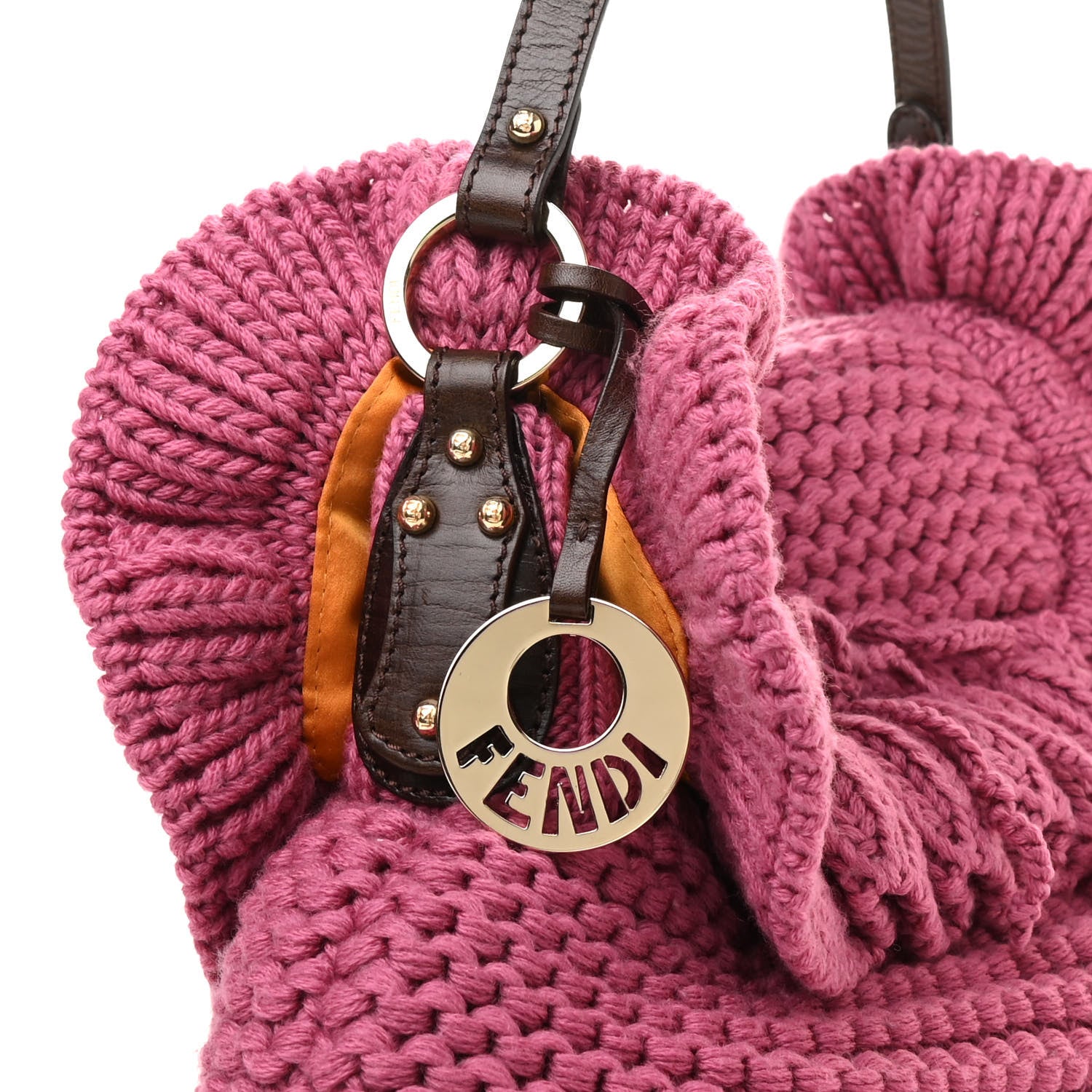 Fendi Wool Knit Small Chef Shoulder Bag Pink 10 of 10
