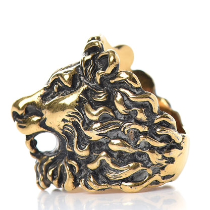 Gucci Metal Lion Head Ring 6.75 Aged Gold 3 of 5