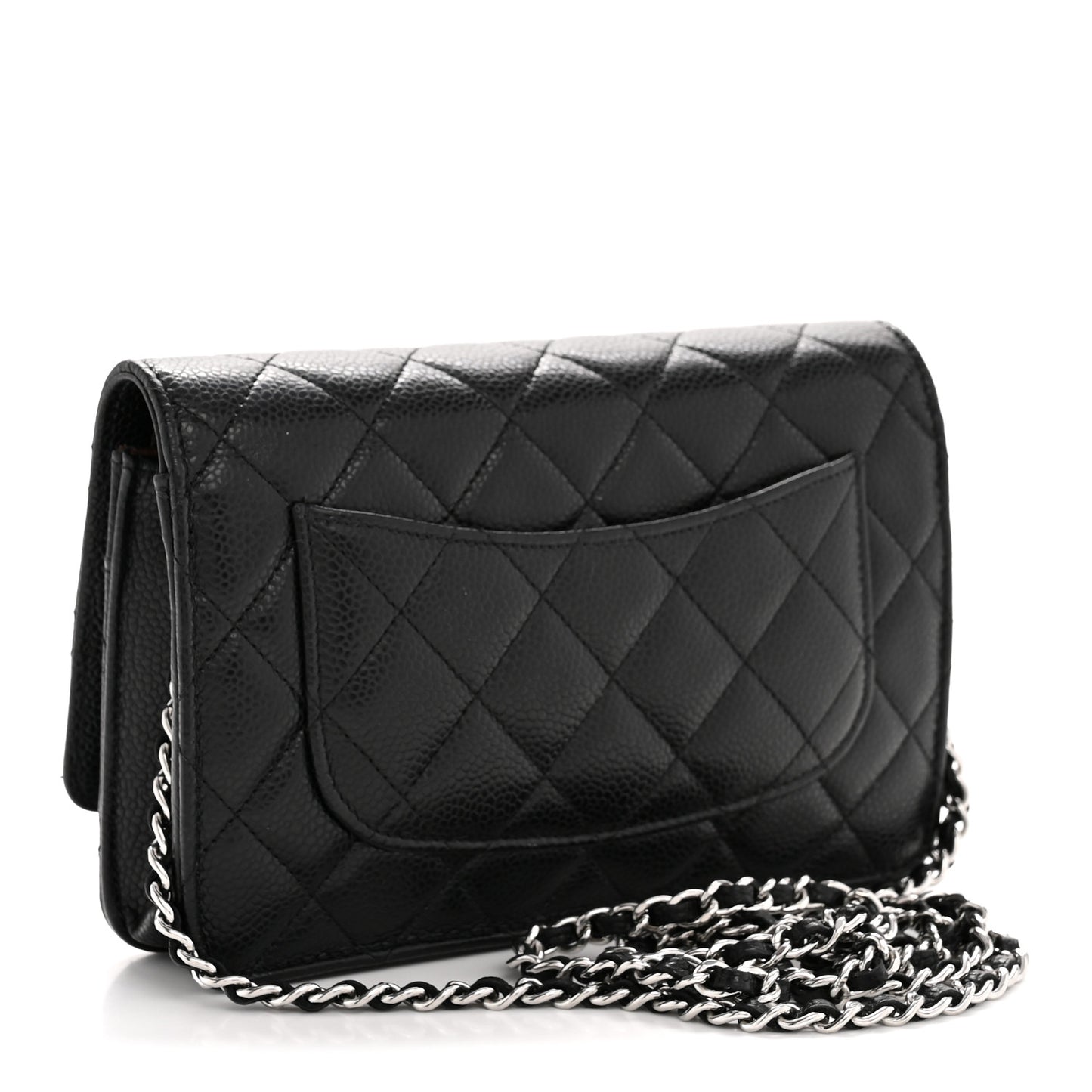 Caviar Quilted Wallet on Chain WOC Black
