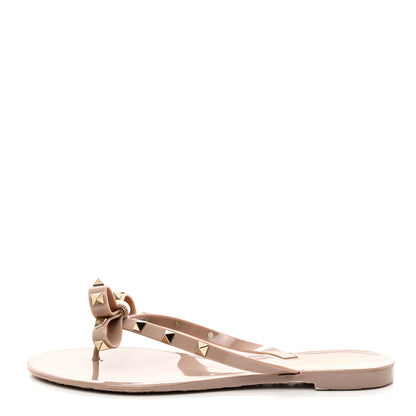 Valentino Garavani PVC Jelly Rockstud Bow Thong Sandals 40 Poudre 1 of 7
