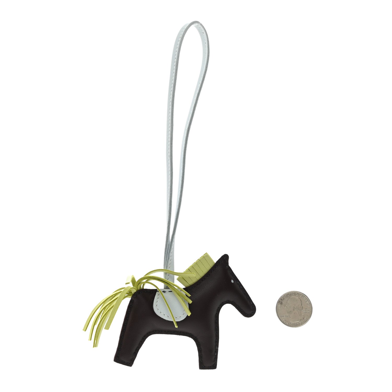 Hermes Milo Lambskin Grigri Rodeo Horse Bag Charm PM Rouge Sellier Jaune Bourgeon Bleu Brume 2 of 5