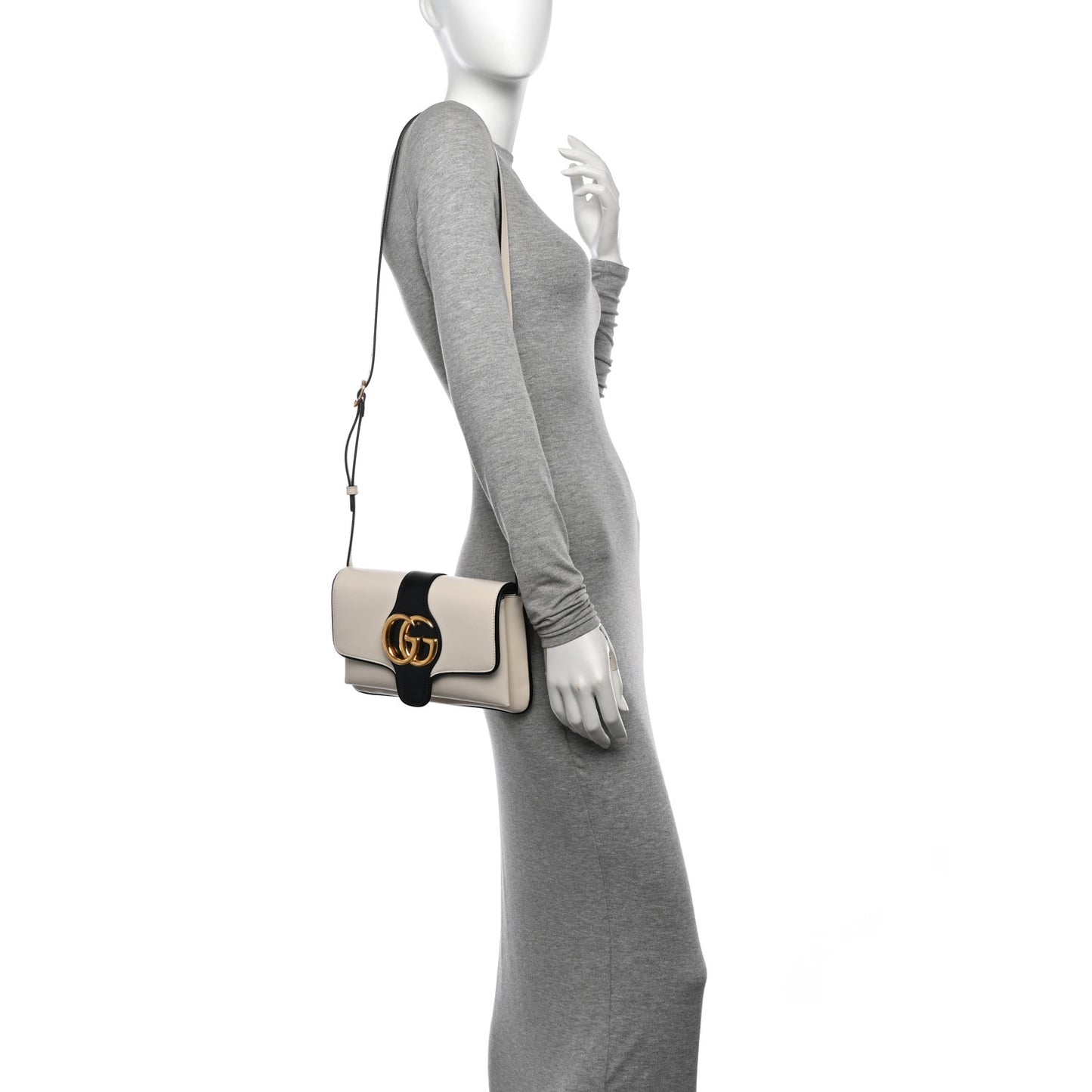 Vitello Palmellato Lux Bi-Color Small Arli Flap Shoulder Bag Mystic White Black