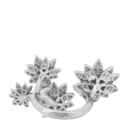 Van Cleef & Arpels 18K White Gold Diamond Lotus Between The Finger 4 Flowers Ring 52 6 3 of 5