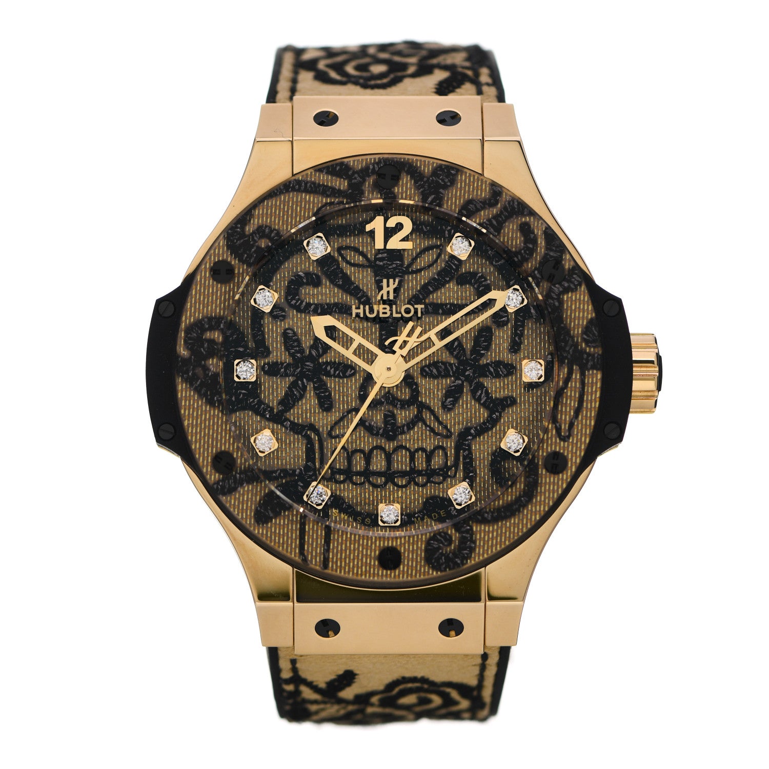 Hublot 18K Yellow Gold Rubber Diamond 41mm Big Bang "Broderie" Limited Edition Automatic Watch 343.VX.6580.NR.BSK16 1 of 4
