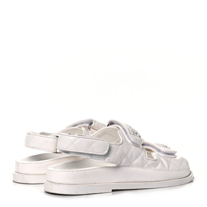 Chanel Lambskin Velcro Dad Sandals 36 White 4 of 10