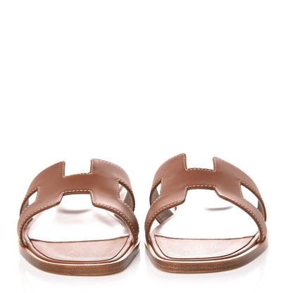 Hermes Box Calfskin Oran Sandals 36 Gold 2 of 10